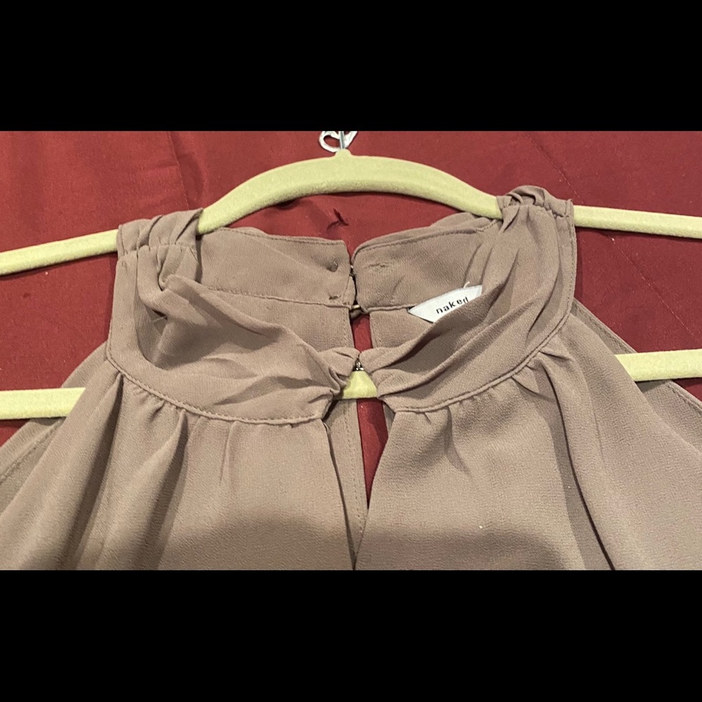 Naked Zebra Dark Beige Size Large Halter Blouse